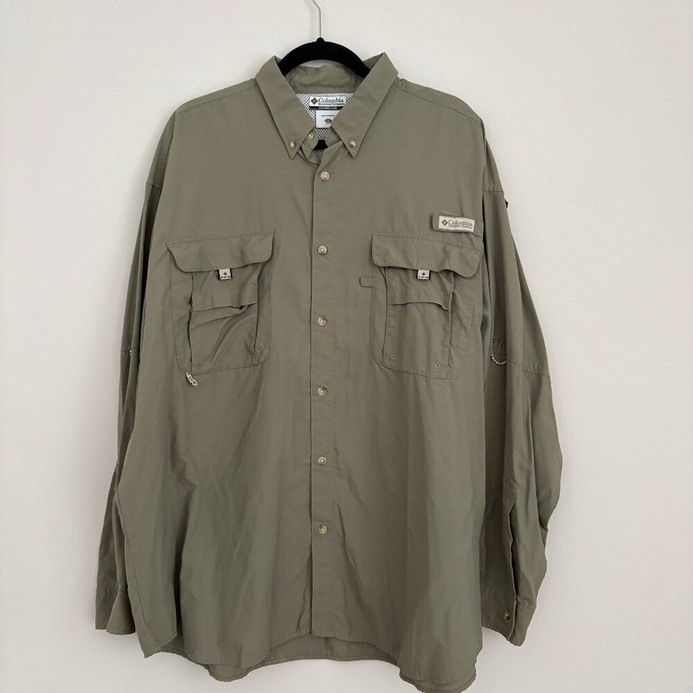 Columbia Men's Performance Fishing Gear Bahama II Khaki Button Down Shirt XXL